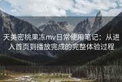 天美密桃果冻mv日常使用笔记：从进入首页到播放完成的完整体验过程