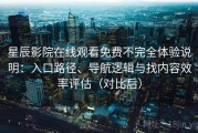 星辰影院在线观看免费不完全体验说明：入口路径、导航逻辑与找内容效率评估（对比后）