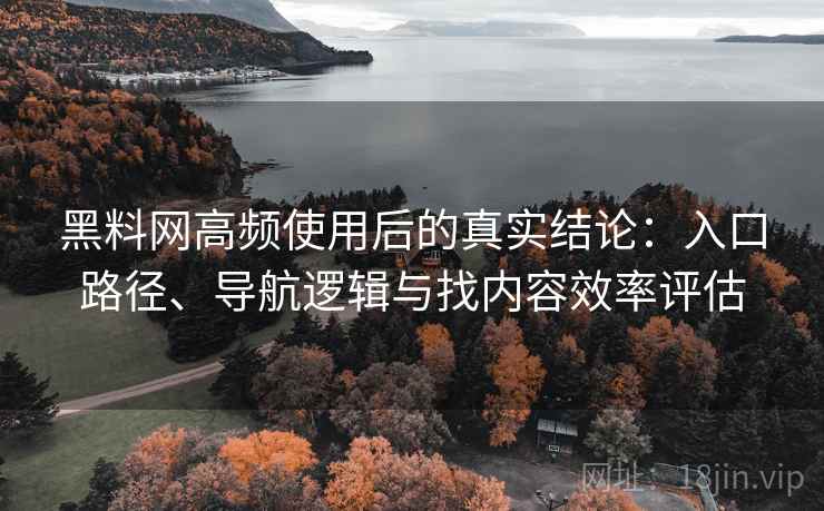 黑料网高频使用后的真实结论：入口路径、导航逻辑与找内容效率评估